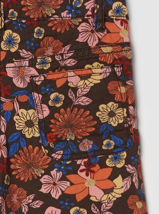 Girls Floral Printed Wide Leg Trousers