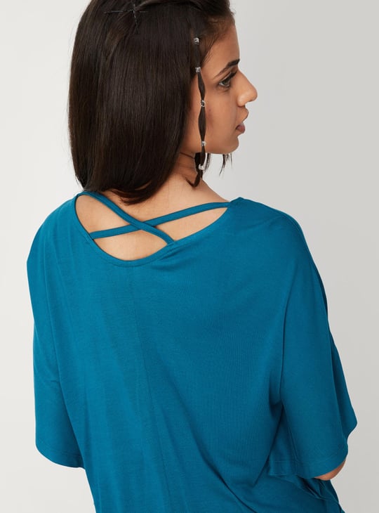 Girls Sequin Embellished Round Neck Casual Top