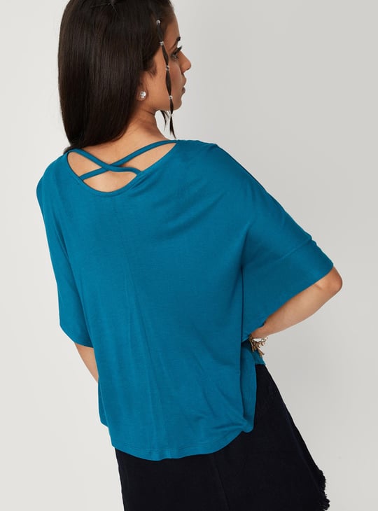 Girls Sequin Embellished Round Neck Casual Top