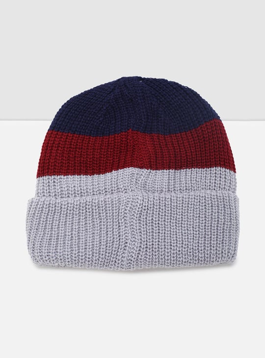 Boys Colourblock Beanie Cap with Turned Cuff