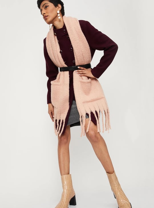 Women Solid Muffler with Pockets