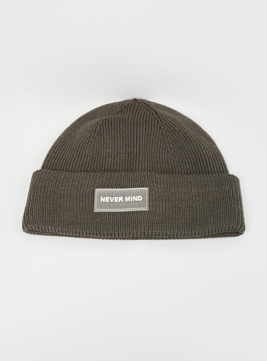 Men Textured Knit Folded Beanie Cap