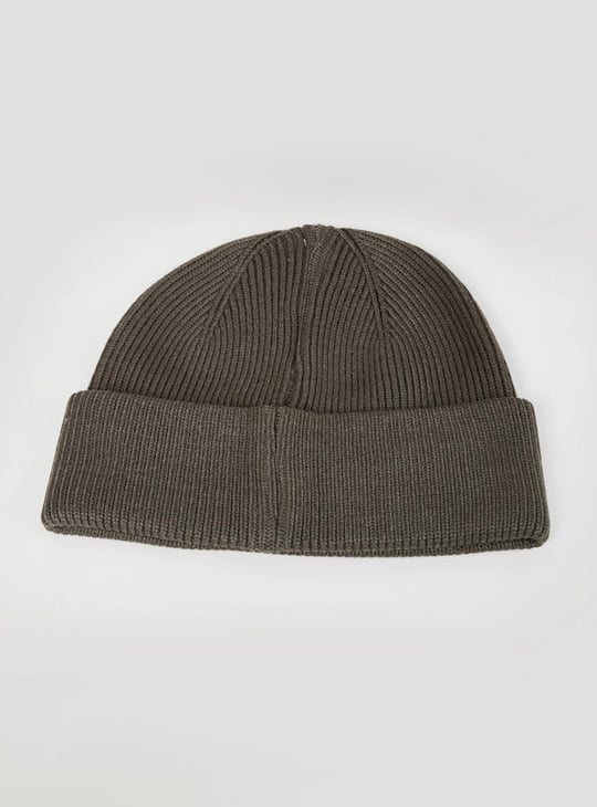 Men Textured Knit Folded Beanie Cap