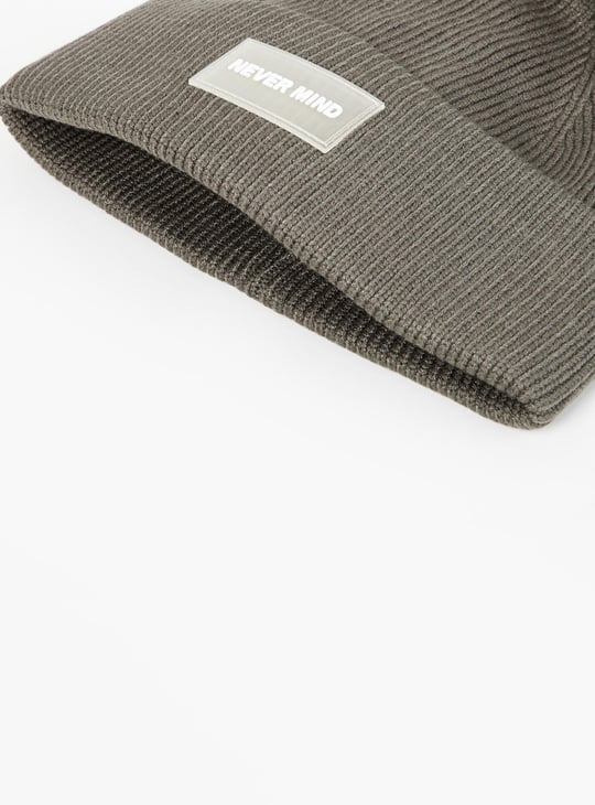 Men Textured Knit Folded Beanie Cap