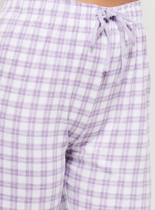 Women Checked Lounge T-shirt With Pajama