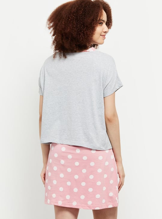 Women Printed Chemise With T-shirt