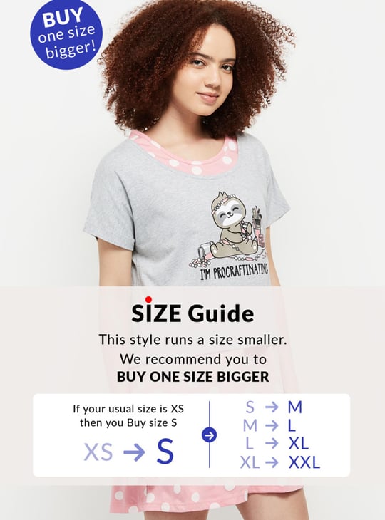 Women Printed Chemise With T-shirt