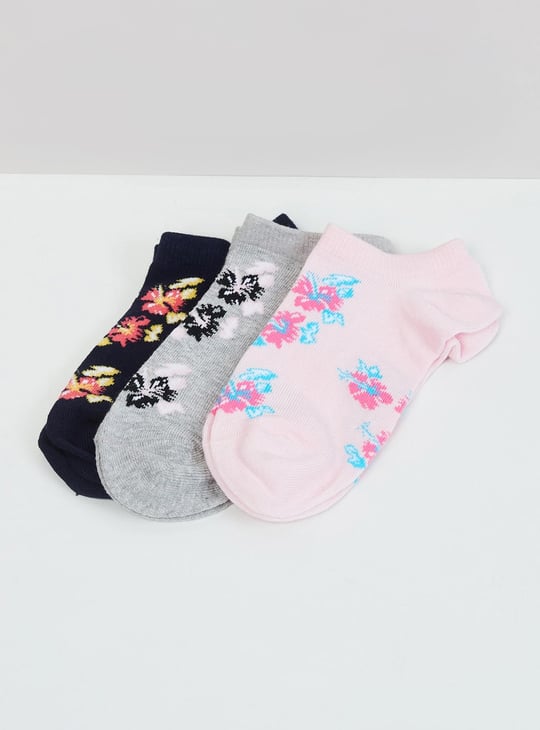 Women Floral Print Ankle Length Socks - Pack Of 3 
