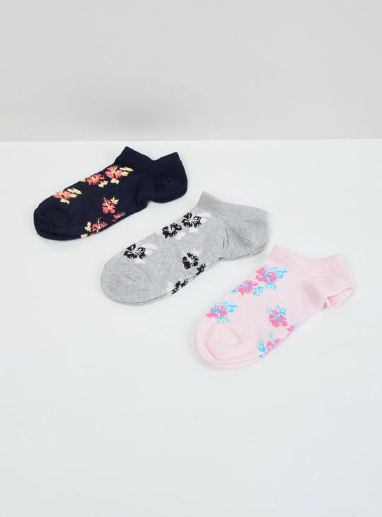 Women Floral Print Ankle Length Socks - Pack Of 3 