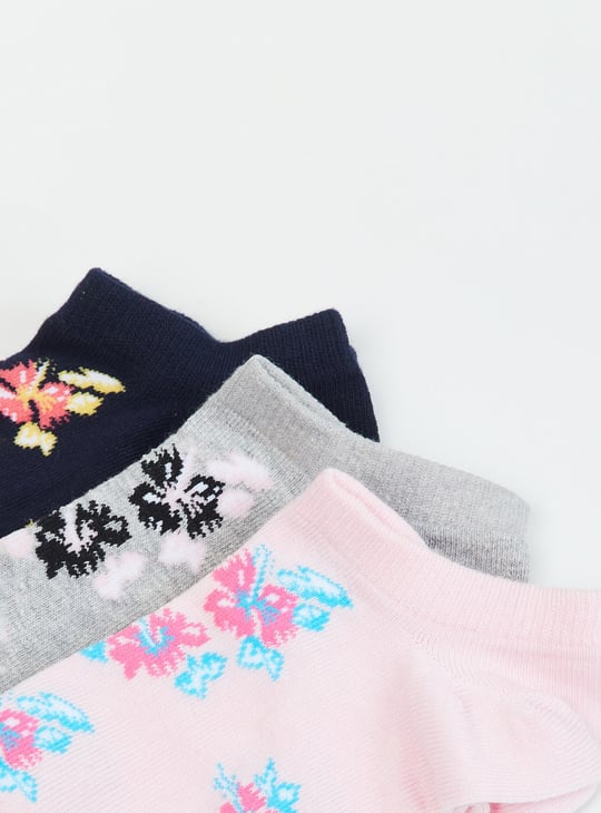 Women Floral Print Ankle Length Socks - Pack Of 3 