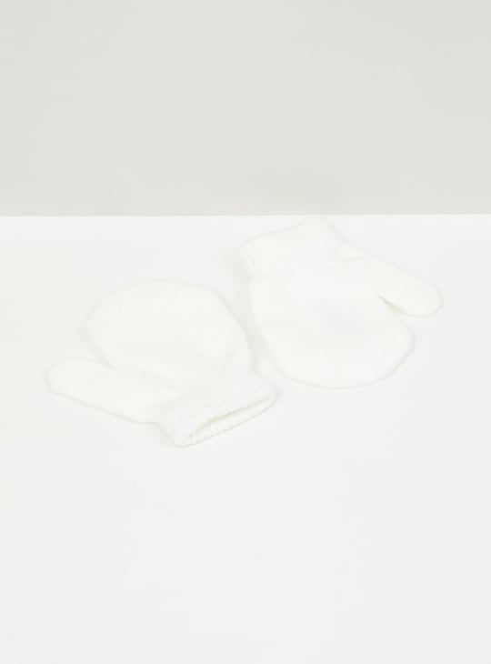 Girls Rainbow Printed Beanie Cap with Mittens