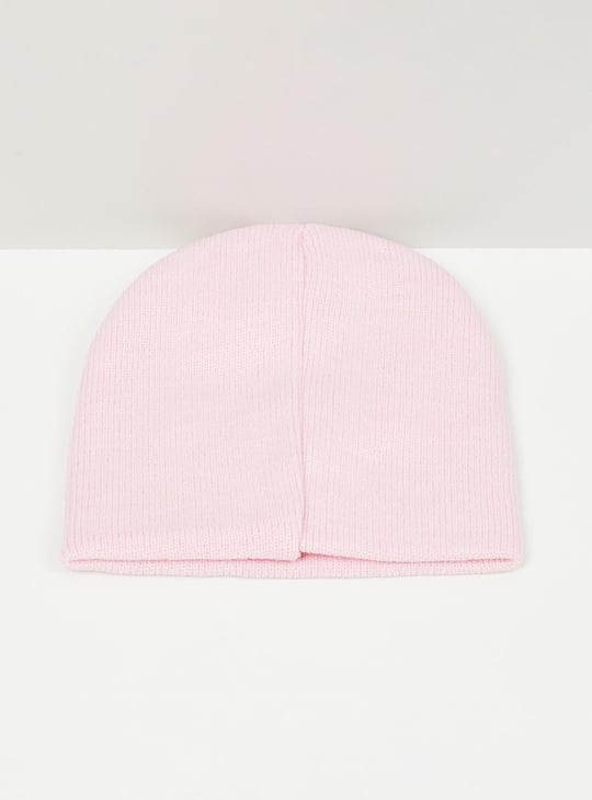 Girls Rainbow Printed Beanie Cap with Mittens