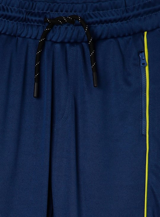 Boys Solid Joggers with Piping Detail