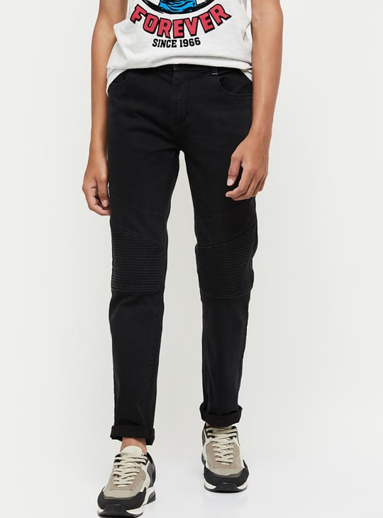 Boys Solid Slim Fit Dark Jeans