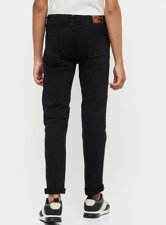 Boys Solid Slim Fit Dark Jeans