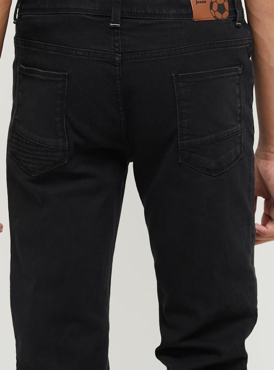 Boys Solid Slim Fit Dark Jeans
