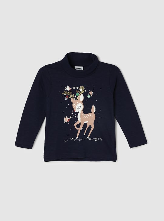 Girls Embellished Mock Collar T-shirt