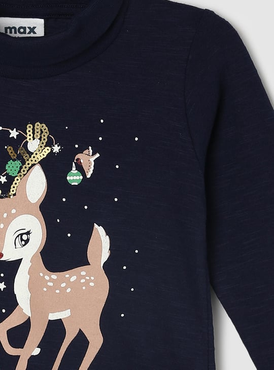 Girls Embellished Mock Collar T-shirt