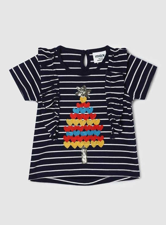 Girls Striped T-shirt with Ruffles