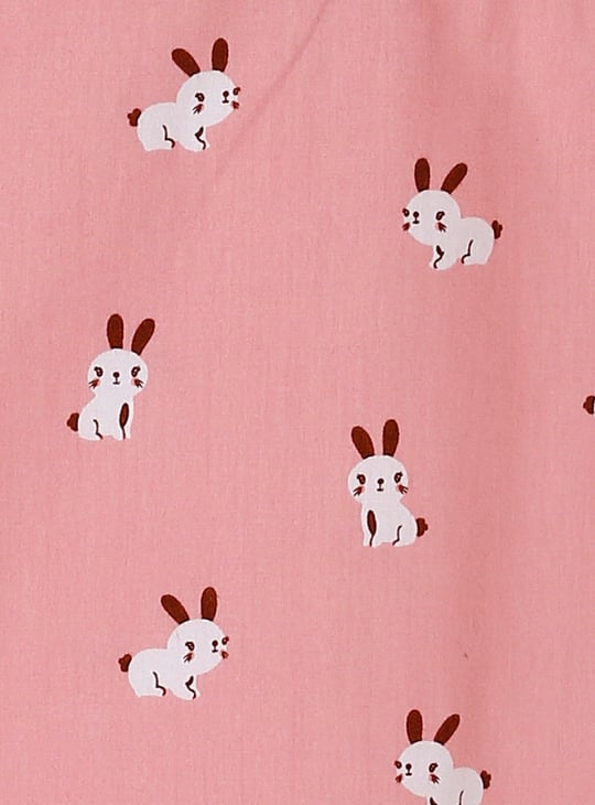 Girls Graphic Print Ruffle Neck Top 