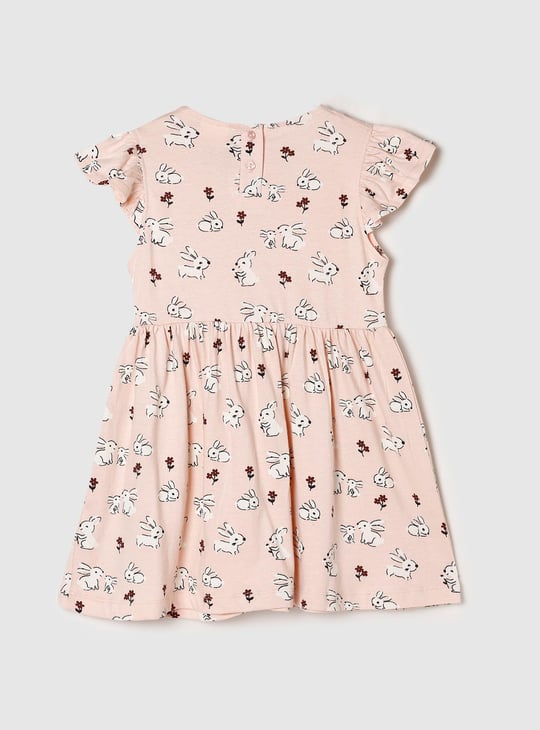 Girls Printed Peter Pan Collar Fit and Flare Dress