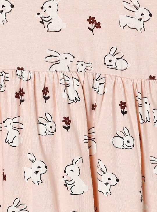 Girls Printed Peter Pan Collar Fit and Flare Dress