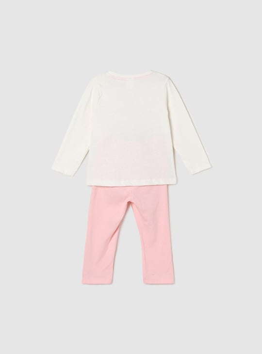 Girls Graphic Printed Lounge T-shirt with Elasticated Pyjamas 