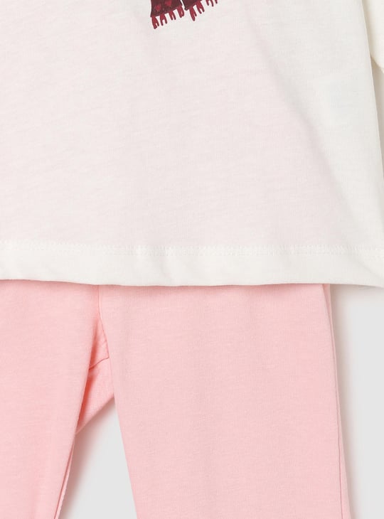 Girls Graphic Printed Lounge T-shirt with Elasticated Pyjamas 