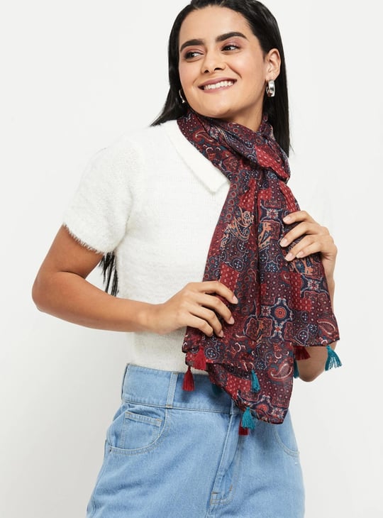 Women Printed Tassel-Detailed Scarf 