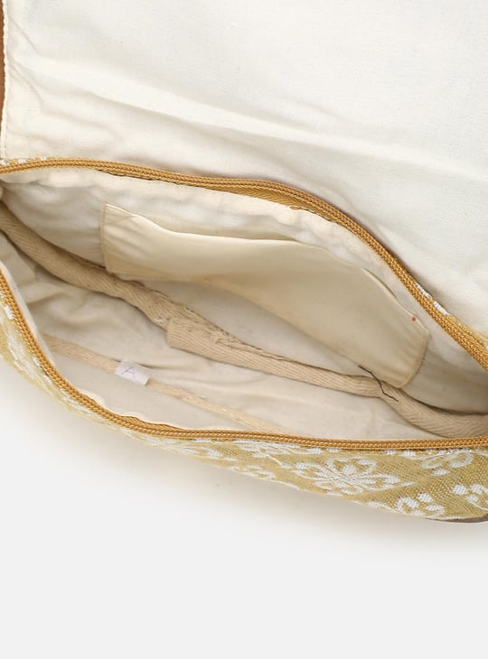 Women Sequin Embellished Snap Button Closure Sling Bag 