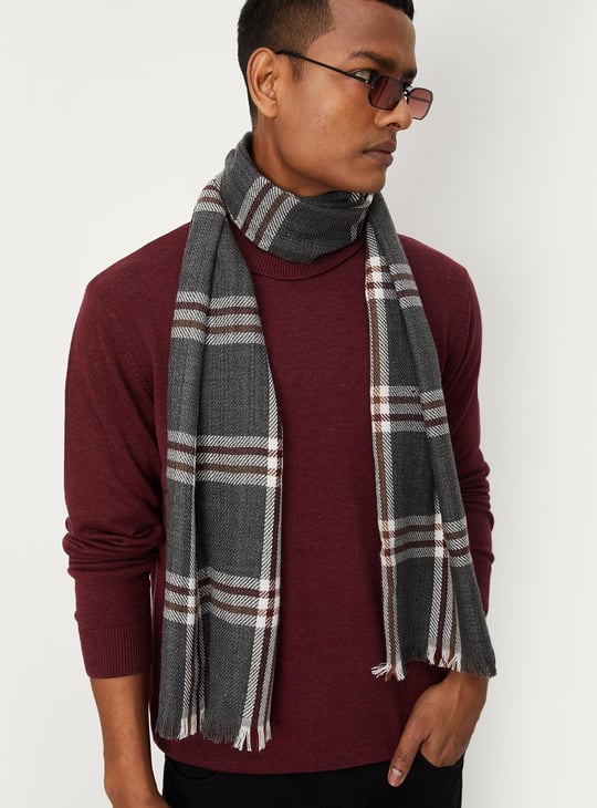 Men Checked Knit Muffler