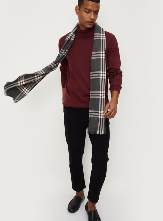 Men Checked Knit Muffler