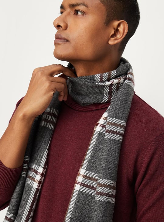 Men Checked Knit Muffler