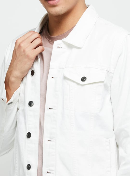 Men Solid Regular Fit Denim Jacket 