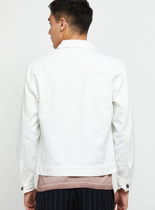 Men Solid Regular Fit Denim Jacket 