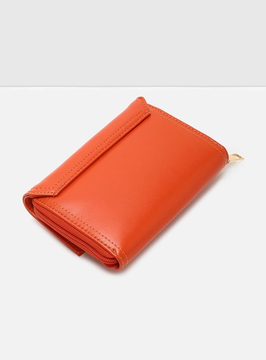 Women Solid Snap Button Closure Wallet 