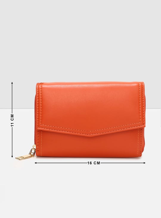 Women Solid Snap Button Closure Wallet 