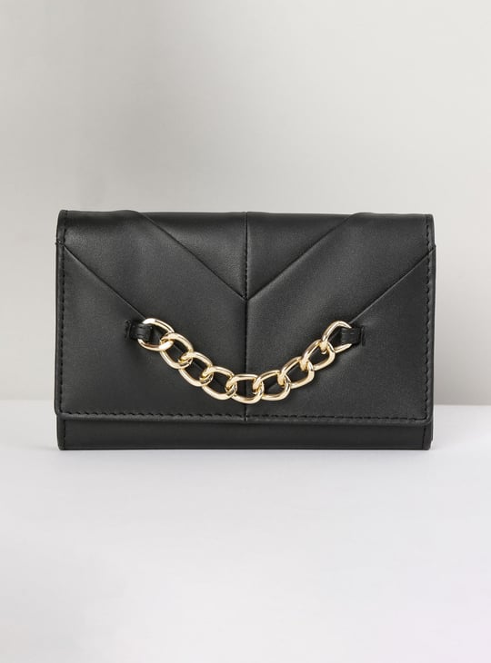 Women Chain Embellished Single-Fold Wallet