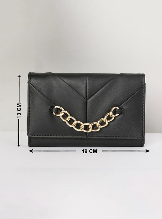 Women Chain Embellished Single-Fold Wallet