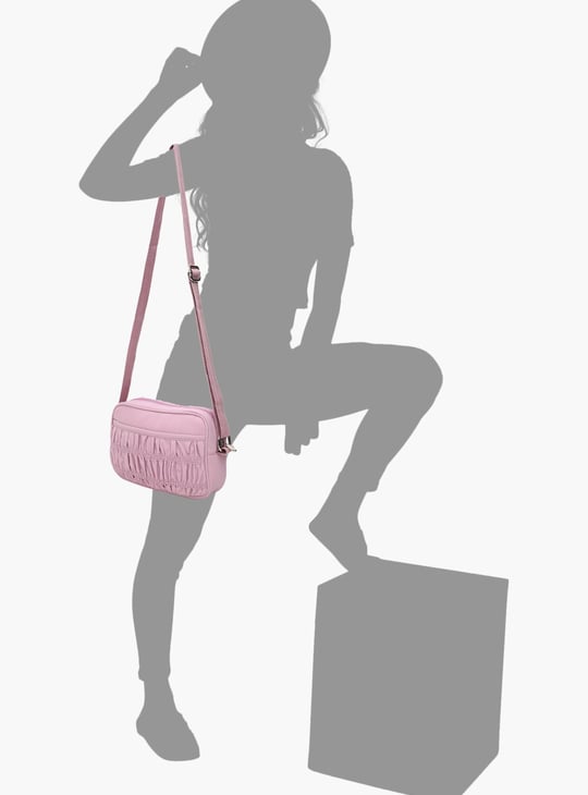 Women Textured Zip Closure Sling Bag 