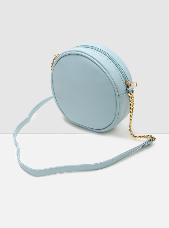 Women Textured Zip Closure Round Sling Bag