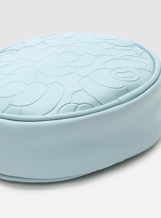 Women Textured Zip Closure Round Sling Bag