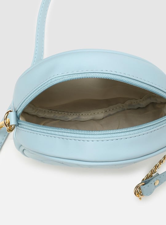 Women Textured Zip Closure Round Sling Bag
