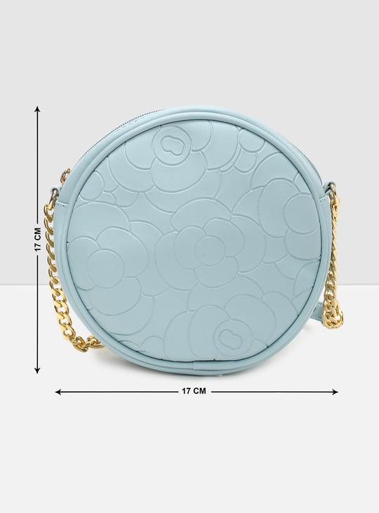 Women Textured Zip Closure Round Sling Bag