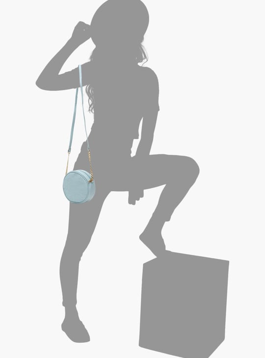 Women Textured Zip Closure Round Sling Bag