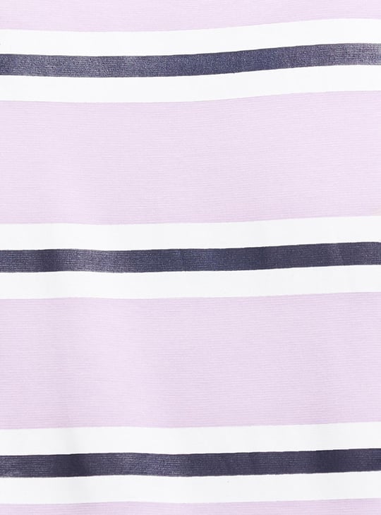 Girls Striped Round Neck T-shirt Dress 