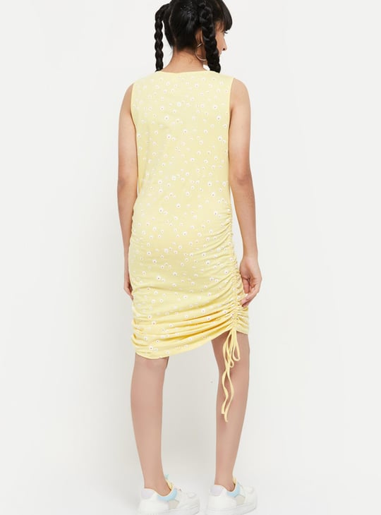 Girls Floral Printed Sleeveless Bodycon Dress 