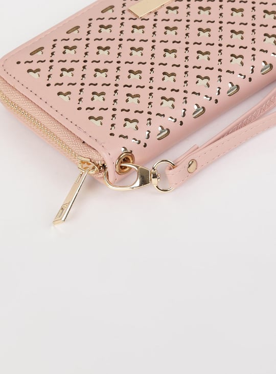 Women Perforated Zip Closure Wallet