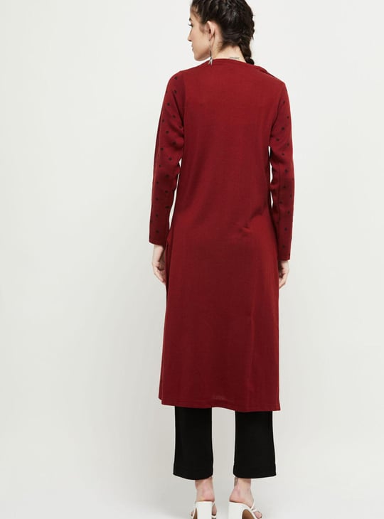Women Printed Round Neck Straight Kurta