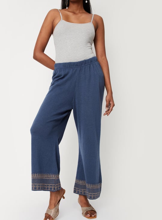 Women Jacquard Knit Winter Palazzos